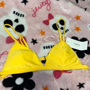 NWT Zaful Yellow Triangle Bikini Top